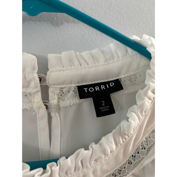 Torrid Womens Georgette Blouse Size 2X White Flowy Lightweight Neutral Office - Picture 6 of 6